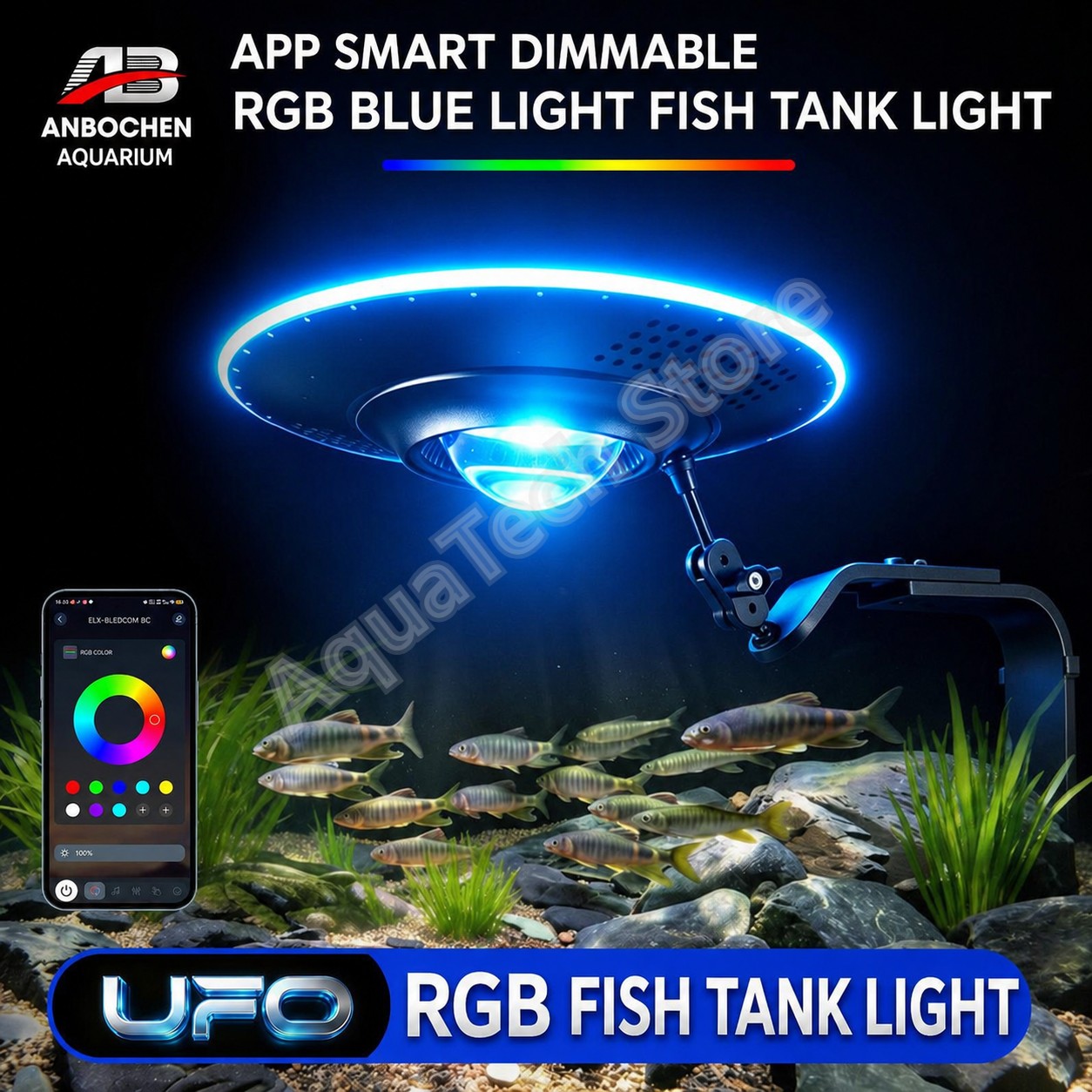 Aquarium Fish App - ضوء حوض السمك ANBOCHEN UFO RGB
