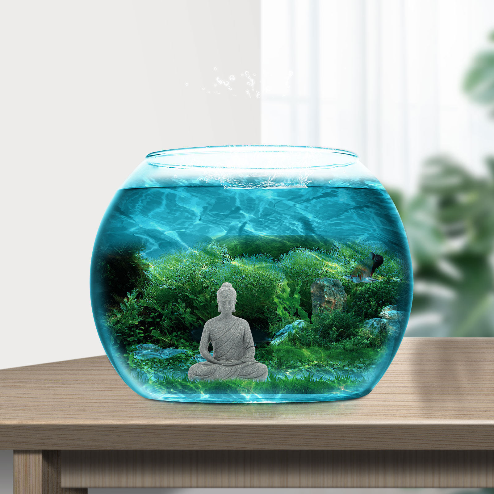 تمثال بوذا صغير من الراتنج لتز - مراجعة Aquarium Fish Tank وسعره