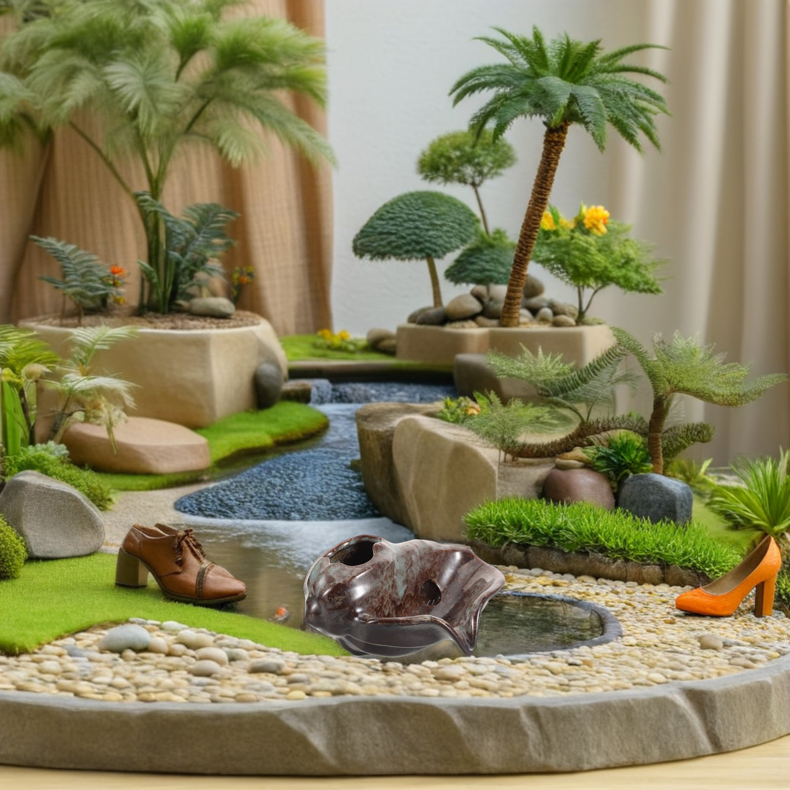 نافورة سيراميك بتصميم شلال مع  - مراجعة Aquarium Fish Tank وسعره